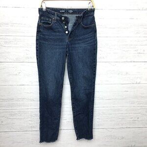 Old Navy Jeans O.G. Straight Button Fly High Rise Frayed Hems Distressed size 0